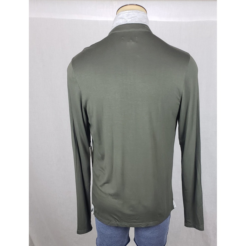 Fundamental Coast Newport Polo Mens M Military Green Long Sleeve Casual Preppy - Picture 2 of 12